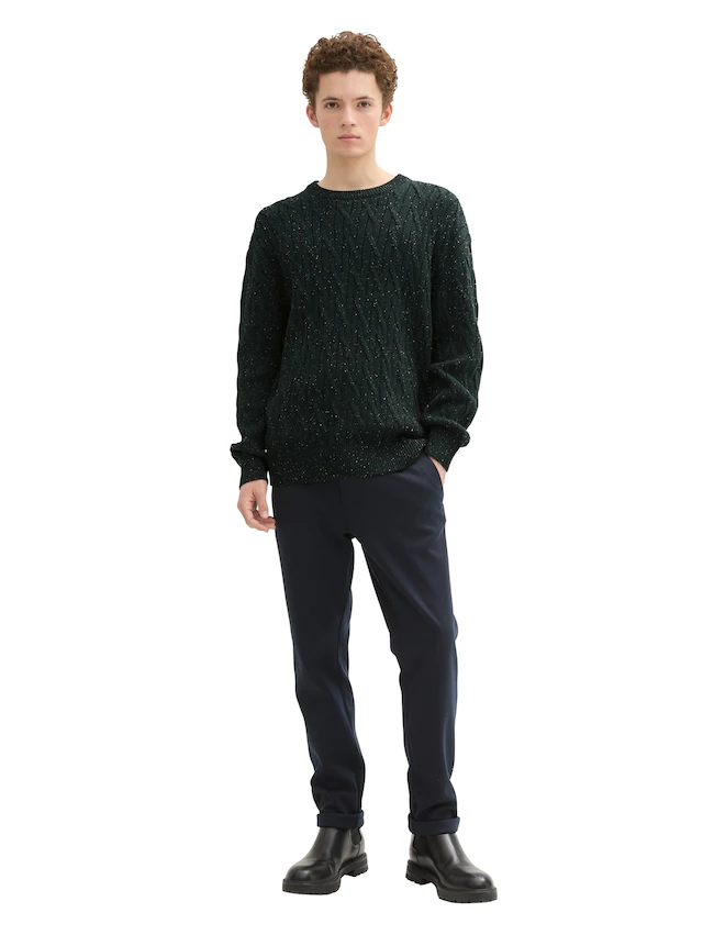 TOM TAILOR Denim Rundhalspullover mit grober Strickstruktur