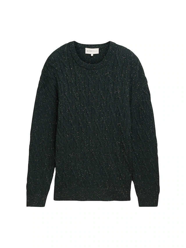 TOM TAILOR Denim Rundhalspullover mit grober Strickstruktur