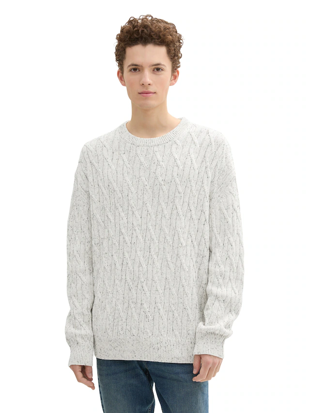 TOM TAILOR Denim Rundhalspullover mit grober Strickstruktur