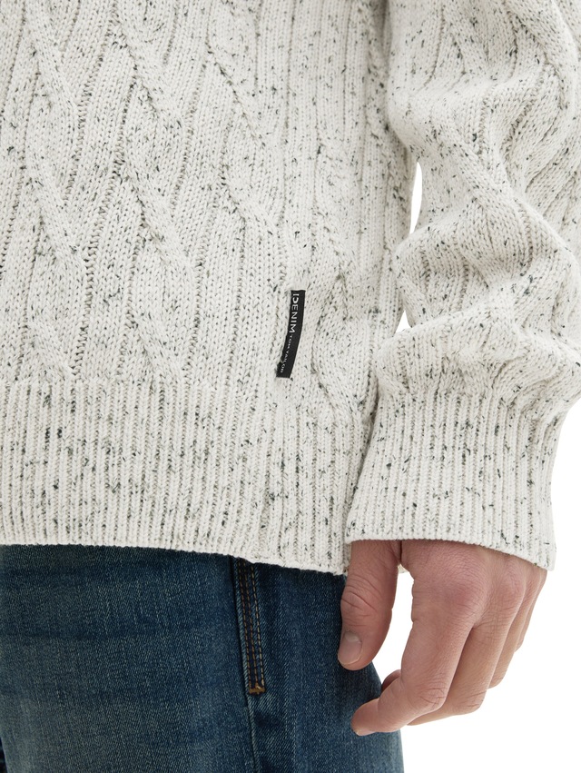 TOM TAILOR Denim Rundhalspullover mit grober Strickstruktur