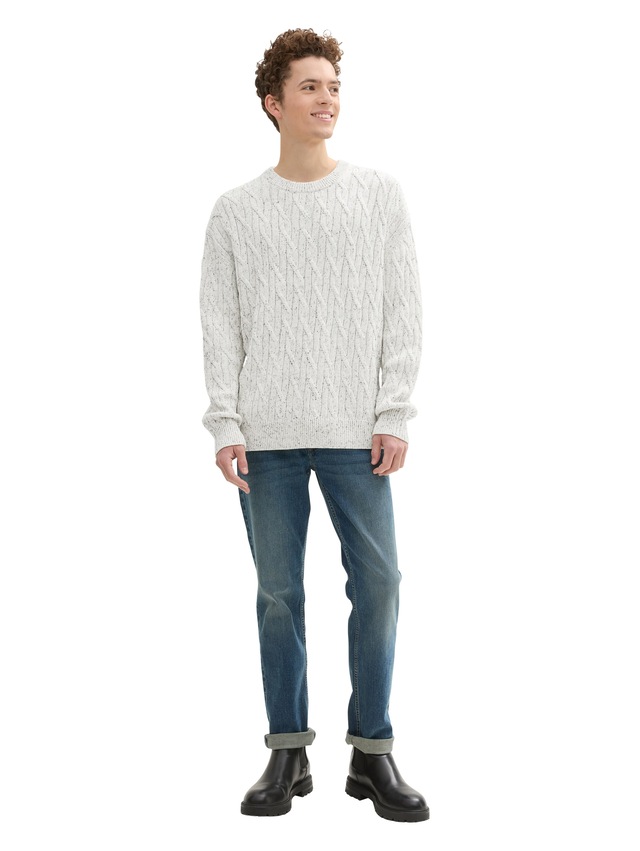 TOM TAILOR Denim Rundhalspullover mit grober Strickstruktur