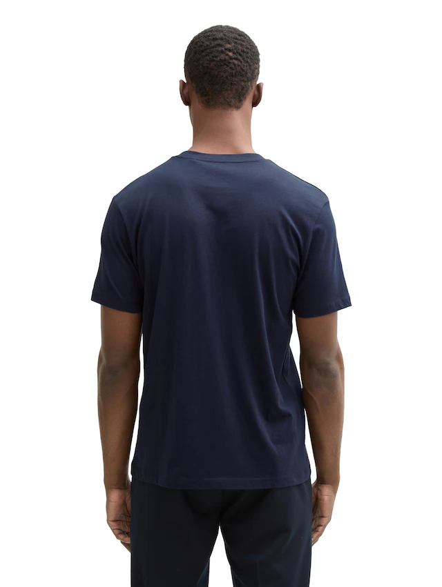 TOM TAILOR Denim Rundhalsshirt mit verschiedenen Logo Prints