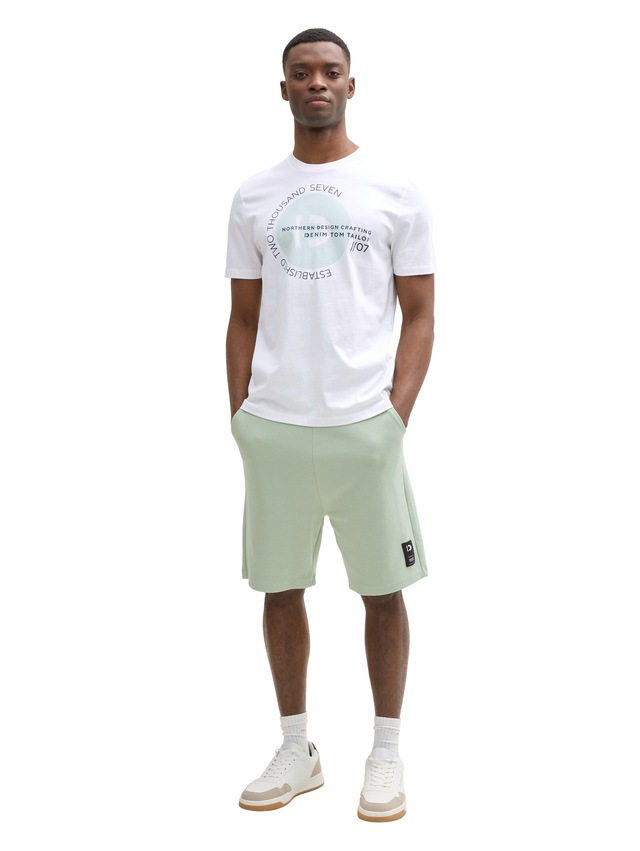 TOM TAILOR Denim Rundhalsshirt mit verschiedenen Logo Prints