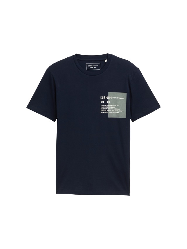 TOM TAILOR Denim Rundhalsshirt mit verschiedenen Logo Prints