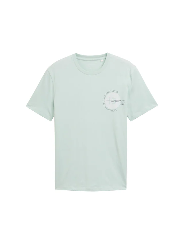 TOM TAILOR Denim Rundhalsshirt mit verschiedenen Logo Prints