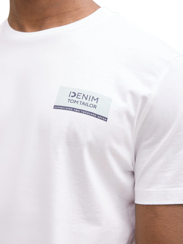 TOM TAILOR Denim Rundhalsshirt mit verschiedenen Logo Prints