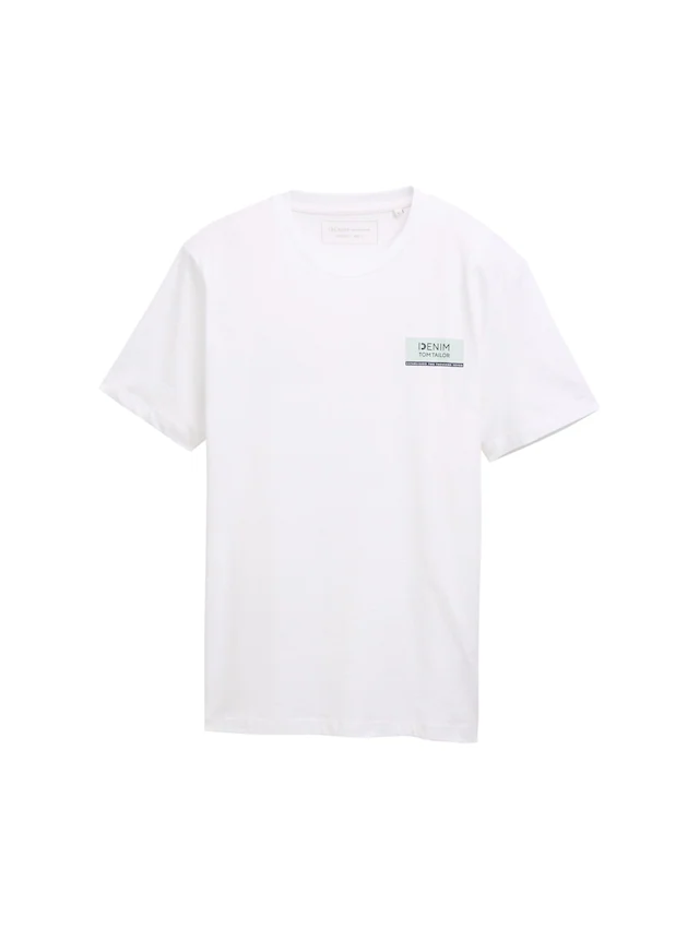 TOM TAILOR Denim Rundhalsshirt mit verschiedenen Logo Prints