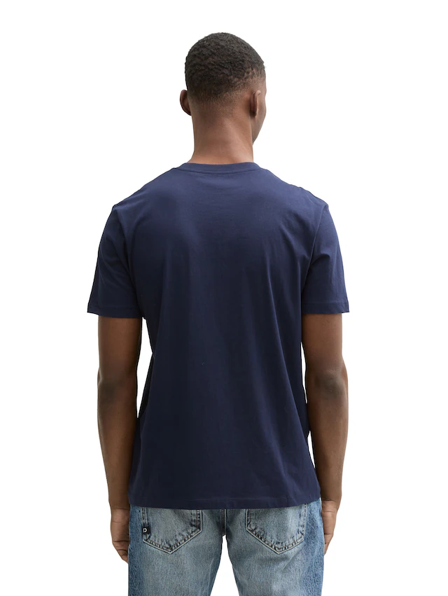 TOM TAILOR Denim Rundhalsshirt mit verschiedenen Logo Prints