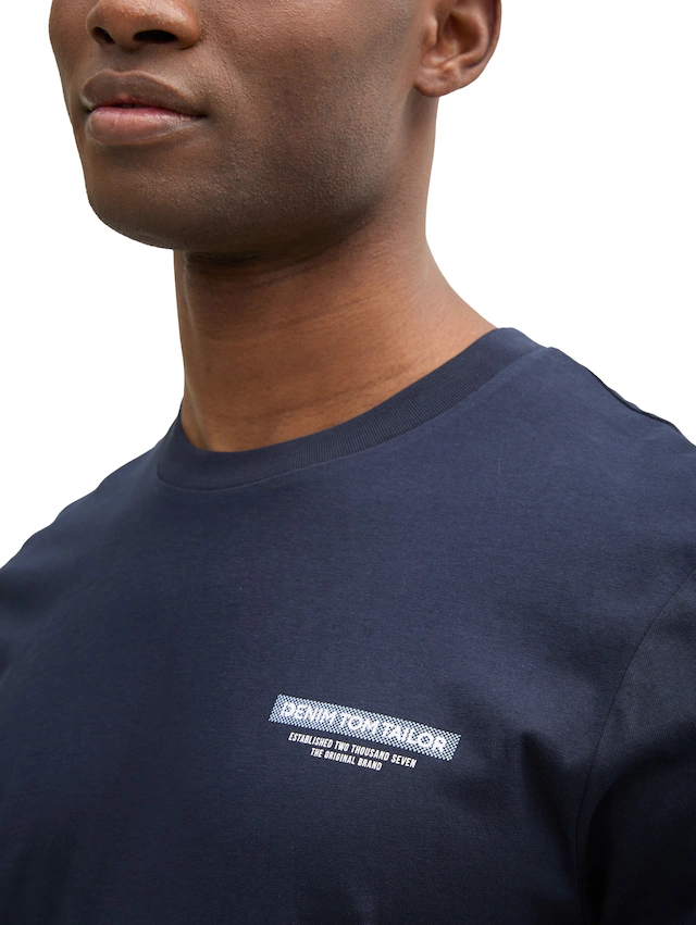 TOM TAILOR Denim Rundhalsshirt mit verschiedenen Logo Prints