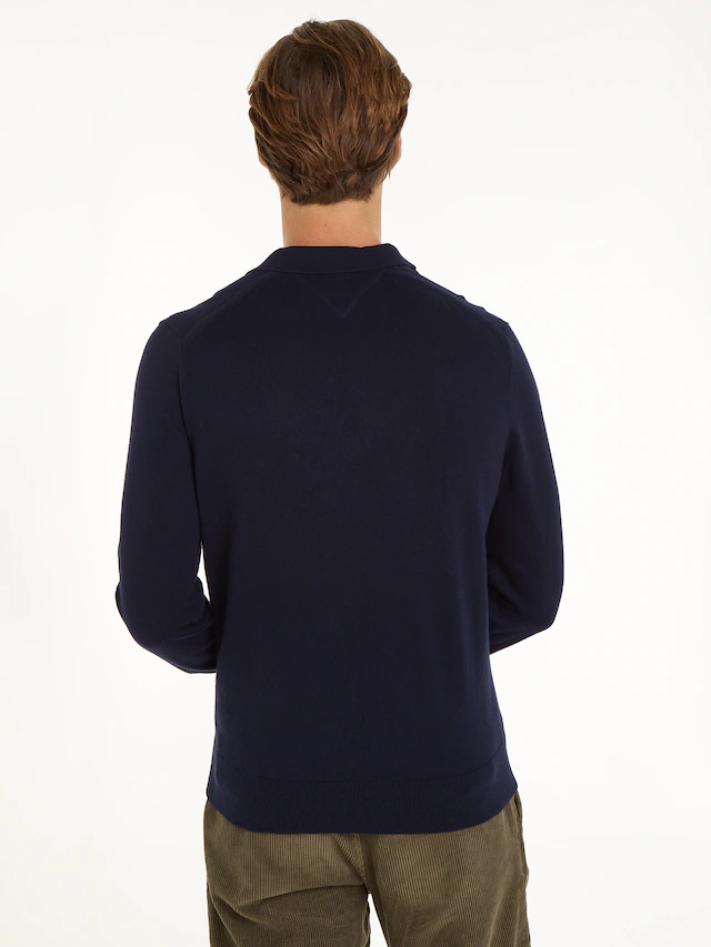 Tommy Hilfiger Polokragenpullover »PIMA ORG CTN CASHMERE LS« Flag-Stickerei auf Brust