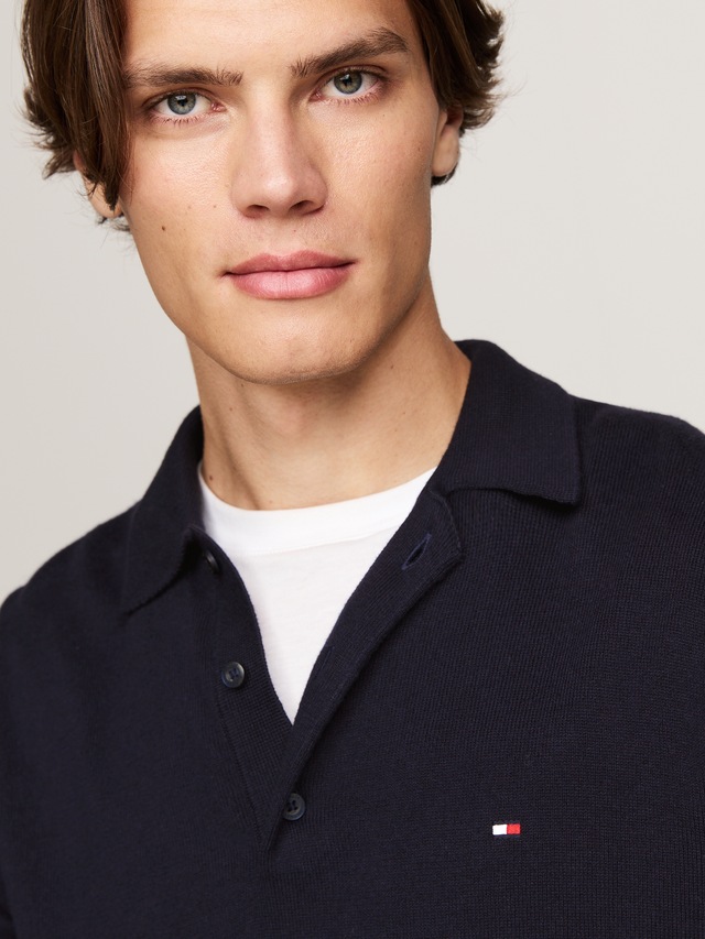 Tommy Hilfiger Polokragenpullover »PIMA ORG CTN CASHMERE LS« Flag-Stickerei auf Brust