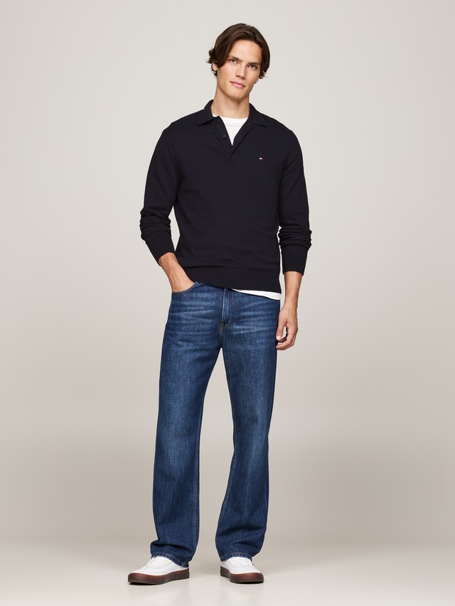 Tommy Hilfiger Polokragenpullover »PIMA ORG CTN CASHMERE LS« Flag-Stickerei auf Brust