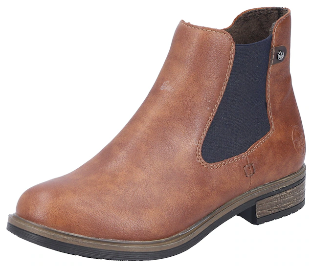 Rieker Chelseaboots , Schlupfboots, Stiefelette, Blockabsatz, mit wärmendem Textilfutter