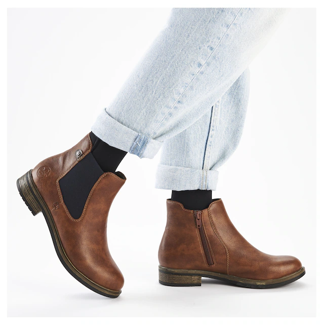 Rieker Chelseaboots , Schlupfboots, Stiefelette, Blockabsatz, mit wärmendem Textilfutter