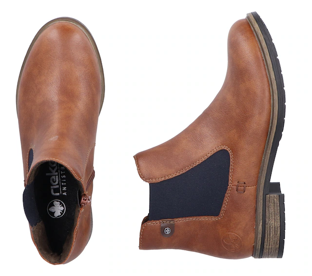 Rieker Chelseaboots , Schlupfboots, Stiefelette, Blockabsatz, mit wärmendem Textilfutter
