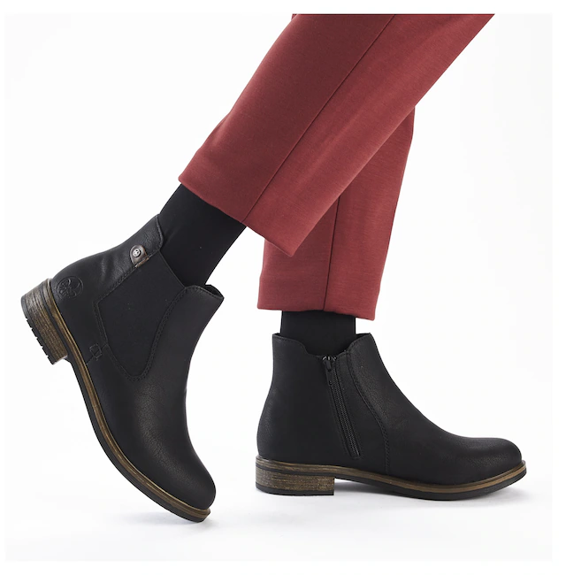 Rieker Chelseaboots , Schlupfboots, Stiefelette, Blockabsatz, mit wärmendem Textilfutter