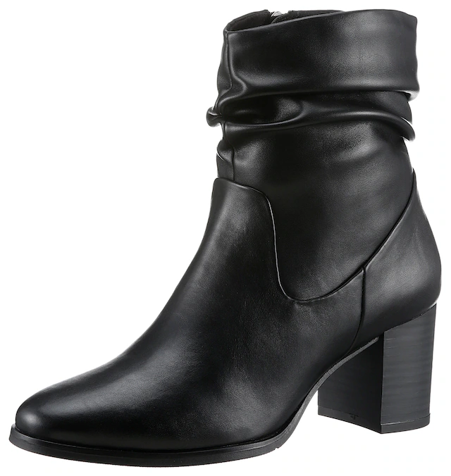 MARCO TOZZI Stiefelette , Blockabsatz, Businessschuh mit Falten im slouchy Look
