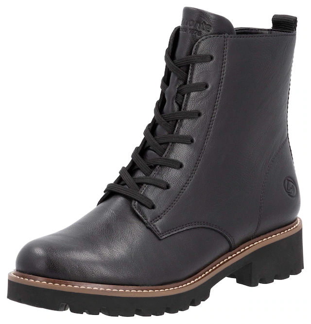 Remonte Schnürboots , Blockabsatz, Schnürstiefelette im Used Look