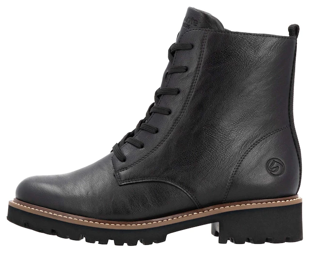 Remonte Schnürboots , Blockabsatz, Schnürstiefelette im Used Look