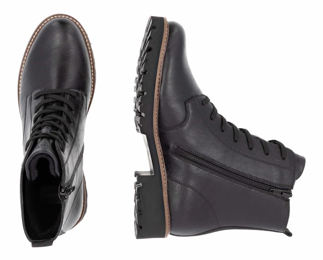 Remonte Schnürboots , Blockabsatz, Schnürstiefelette im Used Look