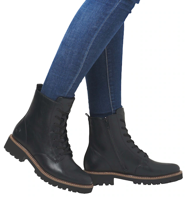 Remonte Schnürboots , Blockabsatz, Schnürstiefelette im Used Look