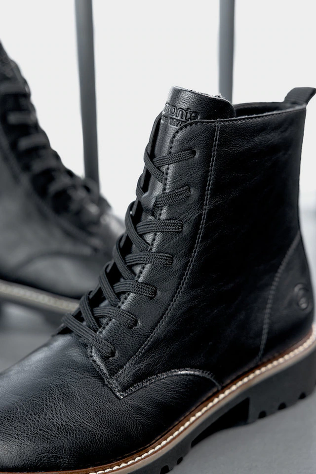 Remonte Schnürboots , Blockabsatz, Schnürstiefelette im Used Look