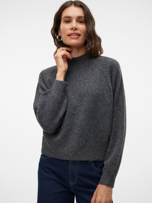 Vero Moda Strickpullover »VMLEAF LS HIGH NECK PULLOVER ENT« Materialmix, regular fit