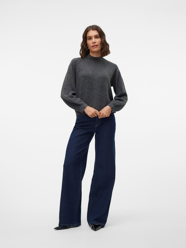 Vero Moda Strickpullover »VMLEAF LS HIGH NECK PULLOVER ENT« Materialmix, regular fit