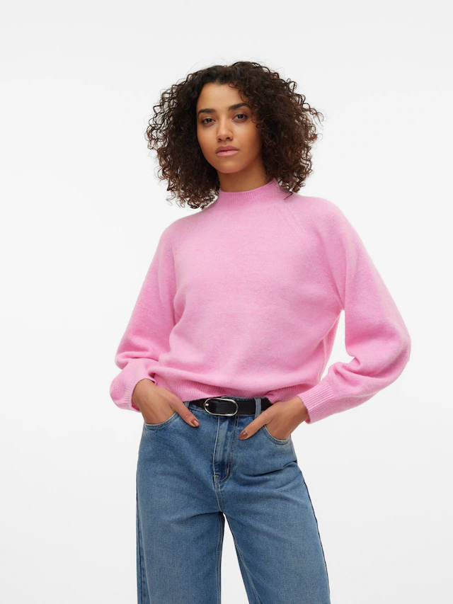 Vero Moda Strickpullover »VMLEAF LS HIGH NECK PULLOVER ENT« Materialmix, regular fit