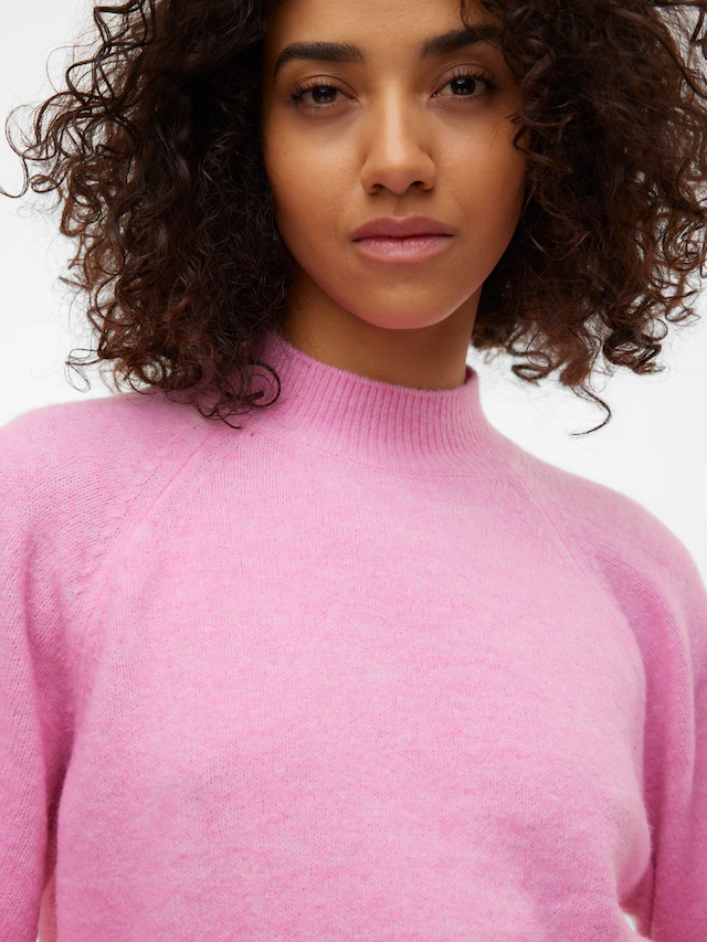 Vero Moda Strickpullover »VMLEAF LS HIGH NECK PULLOVER ENT« Materialmix, regular fit
