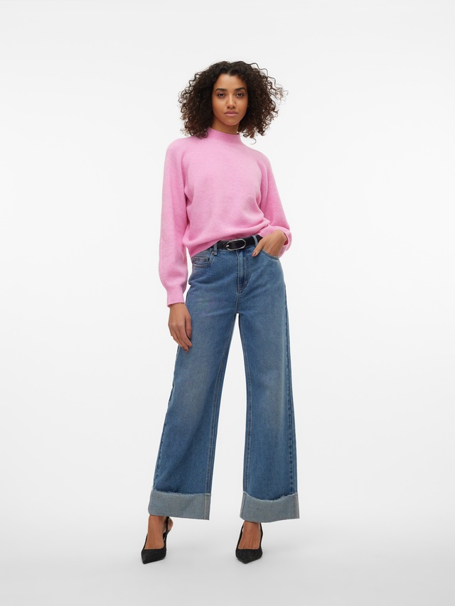 Vero Moda Strickpullover »VMLEAF LS HIGH NECK PULLOVER ENT« Materialmix, regular fit