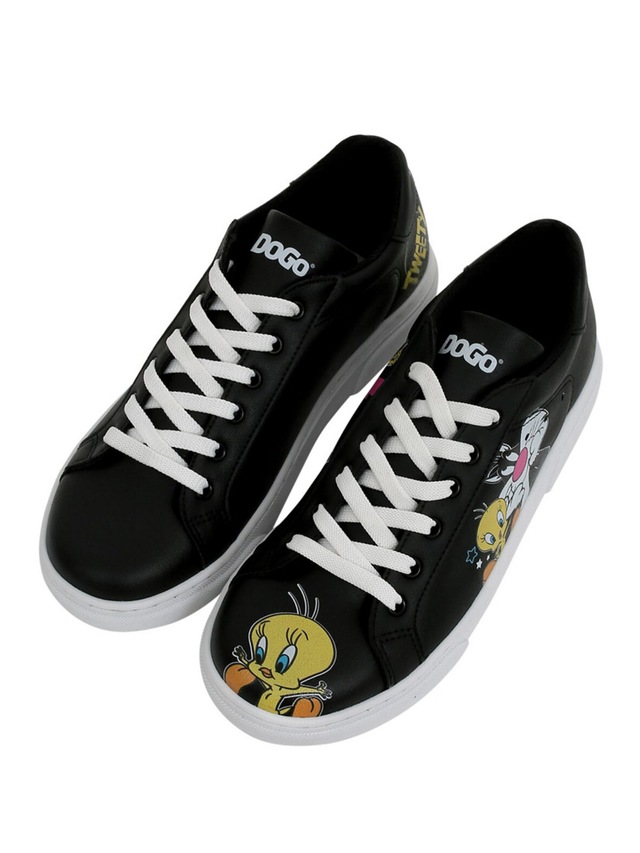DOGO Sneaker »Ace Low-Top Sneaker Best Of Tweety And Sylvester Black Damen« Handgefertigt
