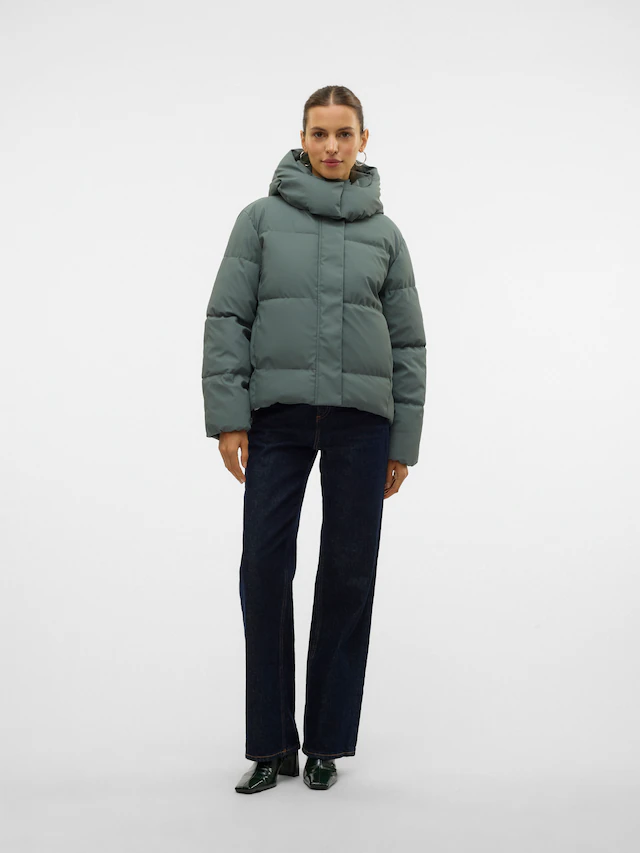 Vero Moda Steppjacke »VMGRETAKYLIE SHORT COATED JACKET NOOS« mit Kapuze Lederimitat