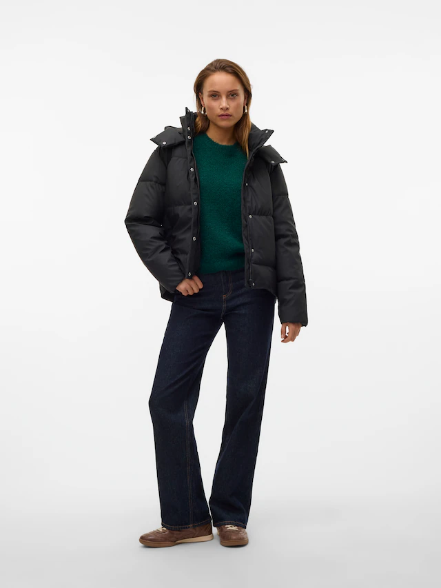 Vero Moda Steppjacke »VMGRETAKYLIE SHORT COATED JACKET NOOS« mit Kapuze Lederimitat