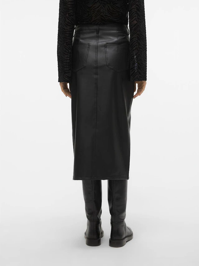 Vero Moda Lederimitatrock »VMVERI HR CALF PL SKIRT NOOS« Lederimitat, mit Stretch, high waist