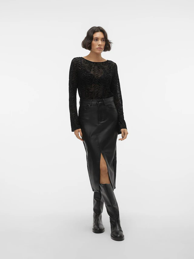 Vero Moda Lederimitatrock »VMVERI HR CALF PL SKIRT NOOS« Lederimitat, mit Stretch, high waist