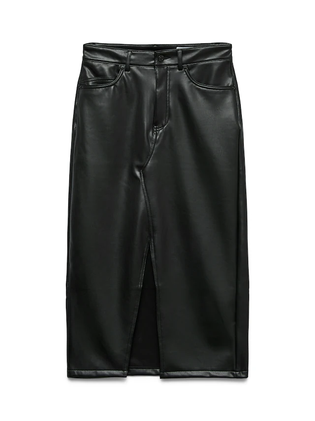 Vero Moda Lederimitatrock »VMVERI HR CALF PL SKIRT NOOS« Lederimitat, mit Stretch, high waist