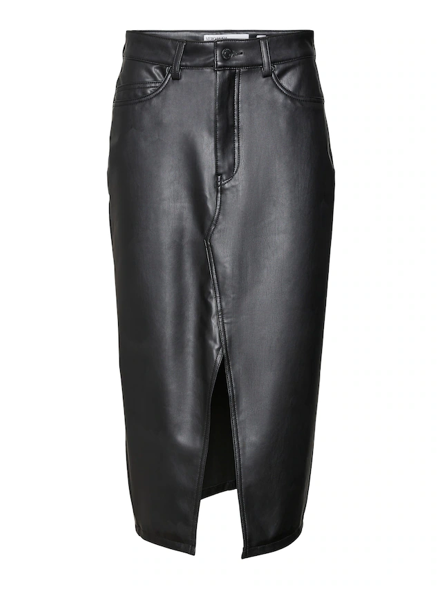 Vero Moda Lederimitatrock »VMVERI HR CALF PL SKIRT NOOS« Lederimitat, mit Stretch, high waist