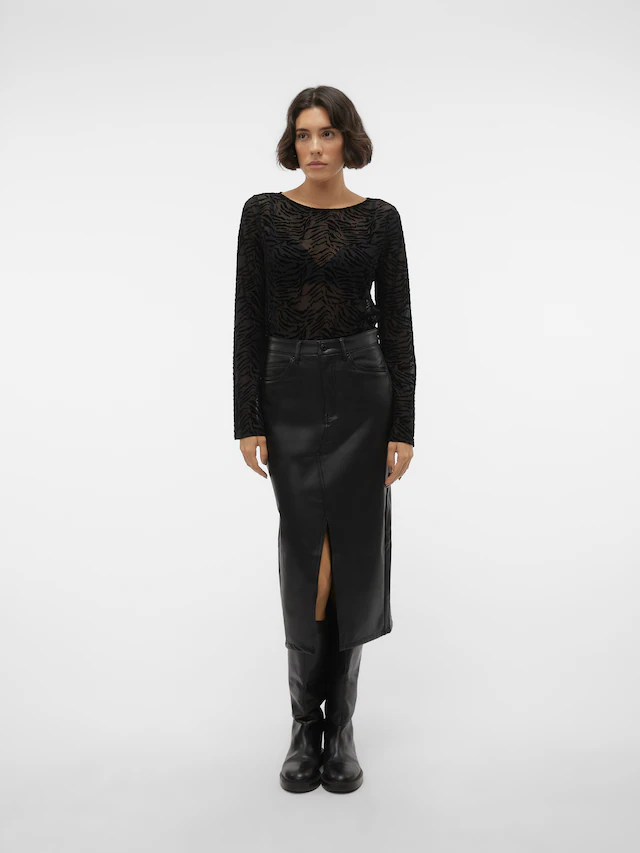 Vero Moda Lederimitatrock »VMVERI HR CALF PL SKIRT NOOS« Lederimitat, mit Stretch, high waist