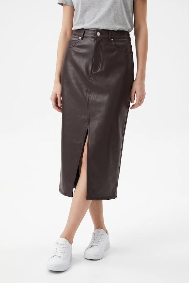 Vero Moda Lederimitatrock »VMVERI HR CALF PL SKIRT NOOS« Lederimitat, mit Stretch, high waist