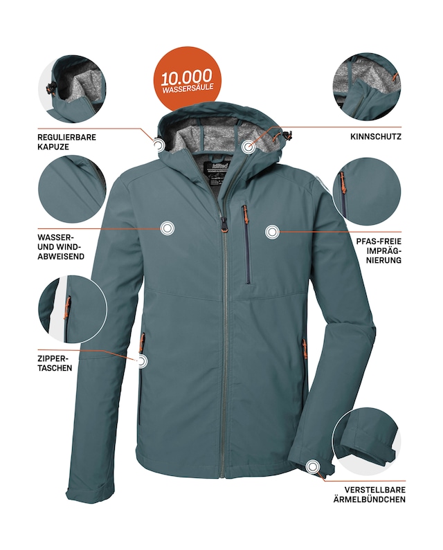 Killtec Softshelljacke »KOS 259 MN SFTSHLL JCKT« Wasserabweisende Softshelljacke mit verstellbarer Kapuze