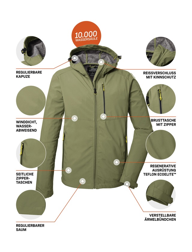 Killtec Softshelljacke »KOS 259 MN SFTSHLL JCKT« Wasserabweisende Softshelljacke mit verstellbarer Kapuze