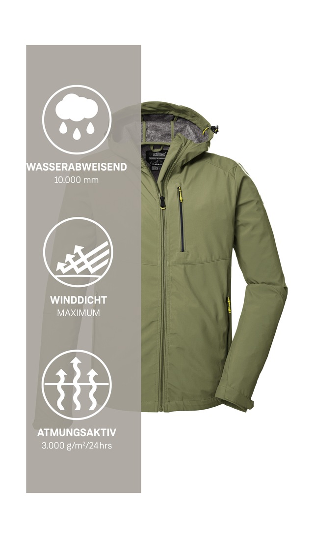 Killtec Softshelljacke »KOS 259 MN SFTSHLL JCKT« Wasserabweisende Softshelljacke mit verstellbarer Kapuze