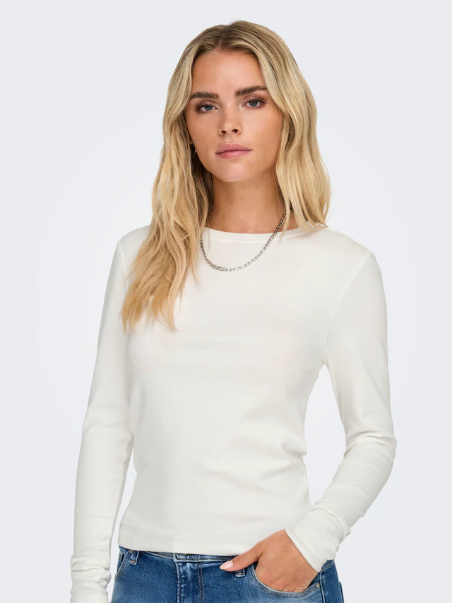 ONLY Langarmshirt »ONLRILEY O-NECK L/S TOP JRS« Baumwollmischung