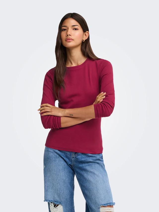 ONLY Langarmshirt »ONLRILEY O-NECK L/S TOP JRS« Baumwollmischung
