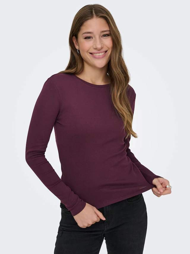 ONLY Langarmshirt »ONLRILEY O-NECK L/S TOP JRS« Baumwollmischung