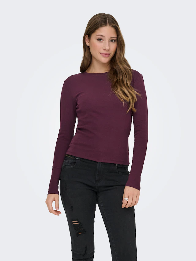 ONLY Langarmshirt »ONLRILEY O-NECK L/S TOP JRS« Baumwollmischung