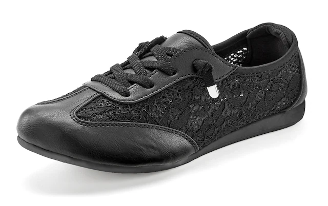 LASCANA Sneaker »Freizeitschuh, Halbschuh, Slip-On-Sneaker,« mit modischen Spitzendetails & herausnehmbarer Innensohle VEGAN