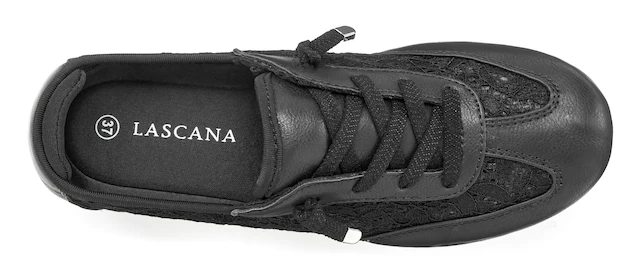 LASCANA Sneaker »Freizeitschuh, Halbschuh, Slip-On-Sneaker,« mit modischen Spitzendetails & herausnehmbarer Innensohle VEGAN