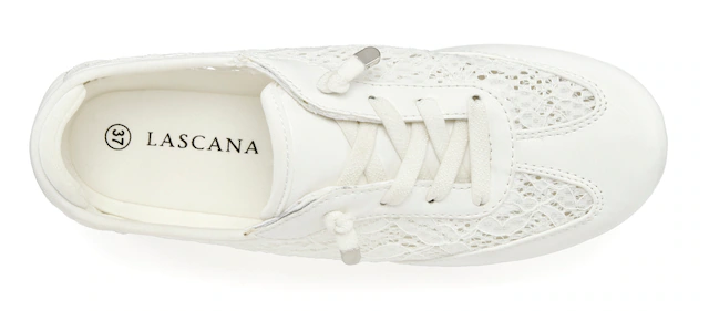 LASCANA Sneaker »Freizeitschuh, Halbschuh, Slip-On-Sneaker,« mit modischen Spitzendetails & herausnehmbarer Innensohle VEGAN